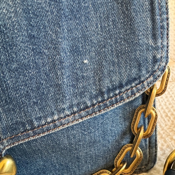 Coach Blue Denim Shoulder Bag with Gold Accents - Picture 9 of 9